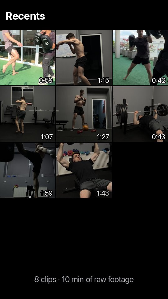 8 training clips in a camera roll